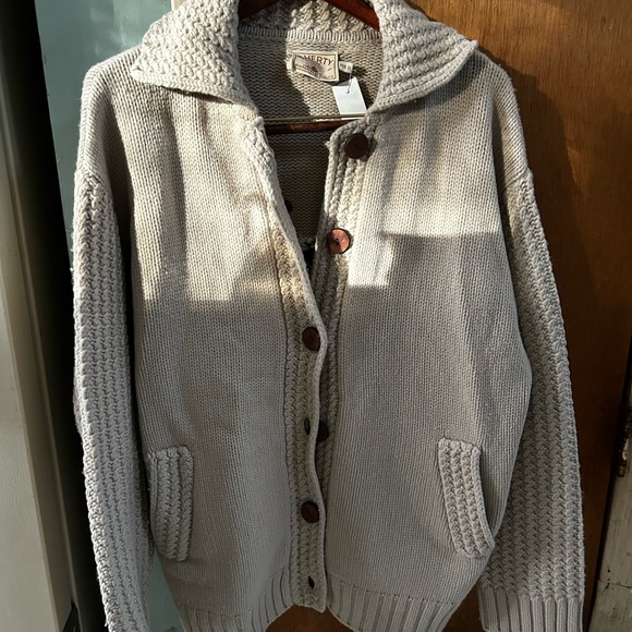 Faherty Cream Cardigan Sweater - Picture 1 of 2